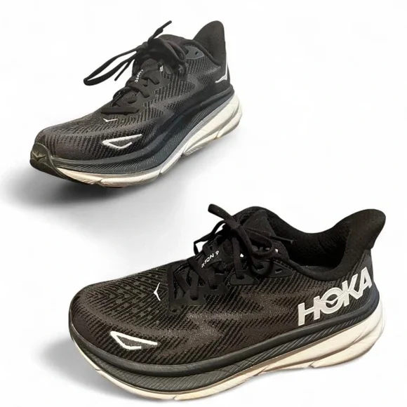Hoka One One Clifton 9 Black Athletic Running Shoes